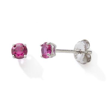 Boucles D'oreilles 925 Oxydes Rouge 4 Griffes 4mm