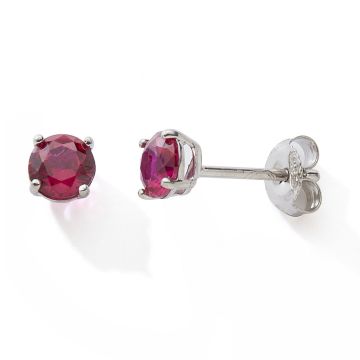 Boucles D'oreilles 925 Oxydes Rouge 4 Griffes 5mm