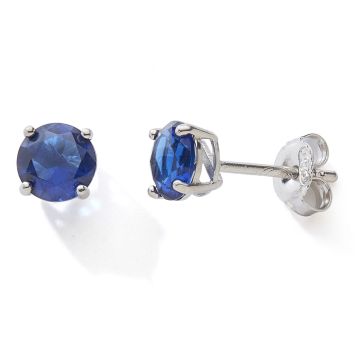 Boucles D'oreilles 925 Oxydes Bleu 4 Griffes 6mm
