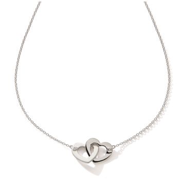 Collier 925 Oxydes 2 Coeurs Croises 42+3cm