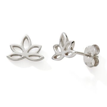 Boucles D'oreilles 925 Tout Argent Fleur De Lotus