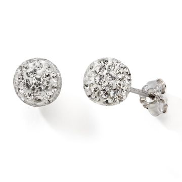 Boucles D'oreilles 925 Boule Cristal Blanc 8mm
