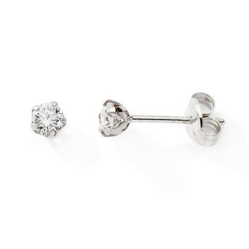 Boucles D'oreilles 375 or Gris Oxyde De Zirconium 3mm 5 Griffes