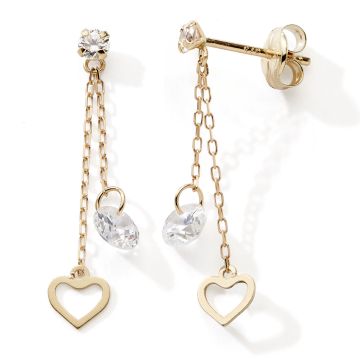 Boucles D'oreilles Pendantes Oxyde De Zirconium/Coeur