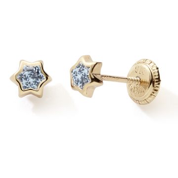 Boucles D'oreilles Vis Etoile Oxyde De Zirconium Bleu Clair