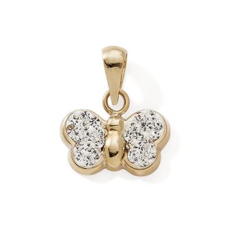 Pendentif Papillon Cristaux Blanc