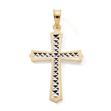 Pendentif 375 Bicolore Croix Ciselure