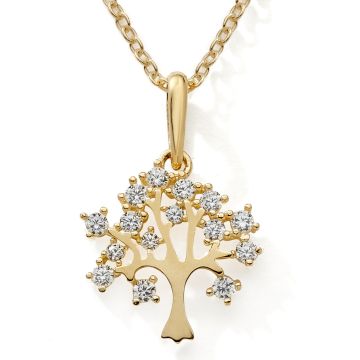 Collier 375 or Jaune Arbre De Vie Oxyde De Zirconium 42+3cm