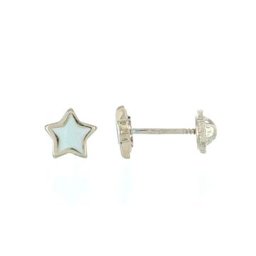 Boucles D'oreilles 375 or Jaune Vis Etoile Nacre