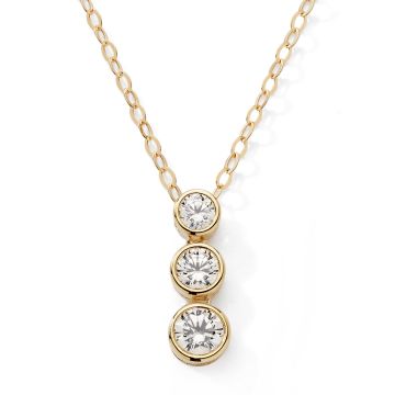 Collier or 375 3oxyde De Zirconium Rond Serti Clos 45cm