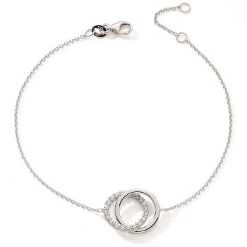 Bracelet 375 or Gris Oxydes Double Cercle