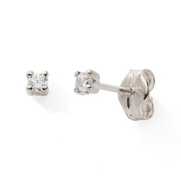 Boucles D'oreilles 375 or Gris Oxyde De Zirconium 2mm 4 Griffes Boules