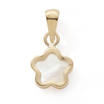 Pendentif 375 or Jaune Fleur Nacre 6mm