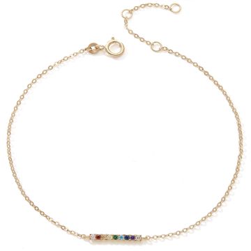 Bracelet 375 or Jaune Oxydes Rainbow Barrette 17+3cm