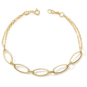 Bracelet 375 or Jaune 5maillons Ovales Lisse