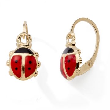 Boucles D'oreilles 375 millièmes Dormeuse Coccinelle em.r/n