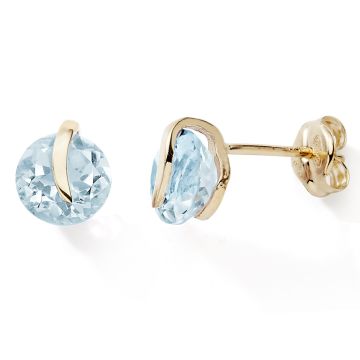Boucles D'oreilles Virgule Topaze Bleue 6 Mm 375 millièmes