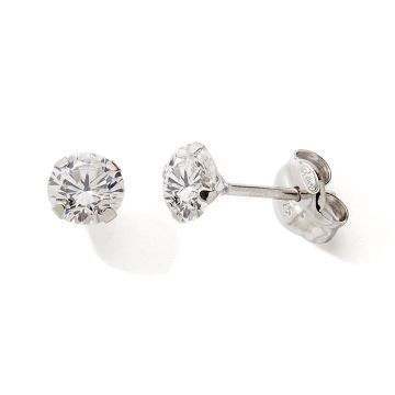 Boucles D'oreilles 375 or Gris Oxyde De Zirconium 2mm 4 Griffes