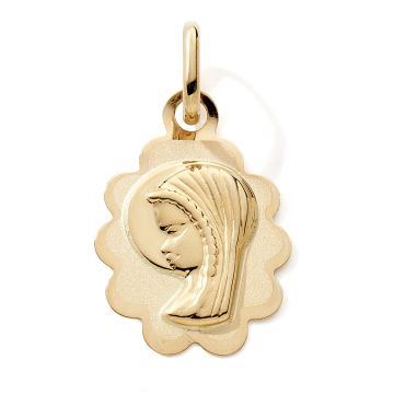 Pendentif 375 or Jaune Medaille Ovale Fantaisie Vierge