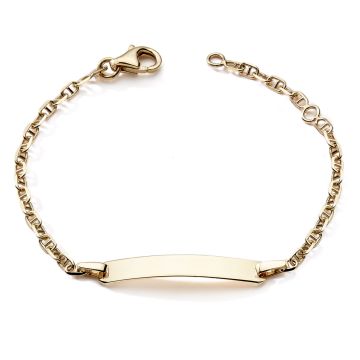 Goumettre Identité Bébé 375 or Jaune Barette Marine Pla-Rect 12+2,5cm Mousqueton