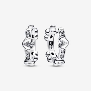 Boucles d'Oreilles Créoles Cœurs Scintillants