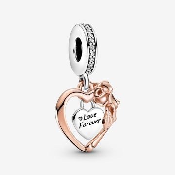 Charm Pendant Cœur & Rose