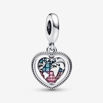 Charm Pendant Globe Cœur Pivotant Famille