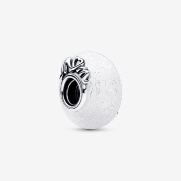 Charm Mum & Love en Verre de Murano Blanc Scintillant