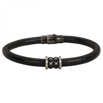 Legend Bracelet Acier Vintage Et Cuir De Vachette-21Cm