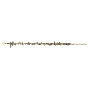 Bracelet Acier Ipg Pierre De Lune Grise Naturelle-16,5+3Cm