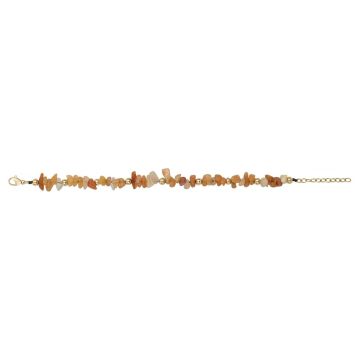 Bracelet Acier Ipg Aventurine Orange Naturelle -16,5+3Cm