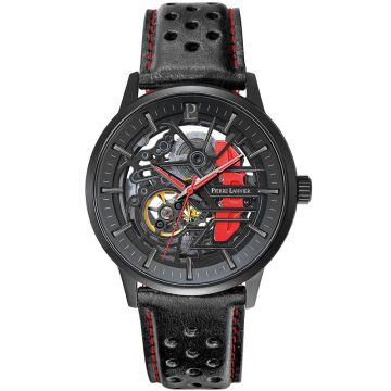 Montre Homme PADDOCK Cadran Noir Bracelet Cuir Noir