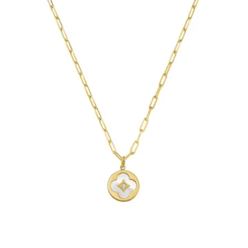 Collier Charles Garnier en argent doré, nacre, oxyde de zirconium