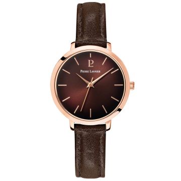 Montre Femme CHOUQUETTE Doré-rose Cadran Chocolat Bracelet Cuir Chocolat 12 MM