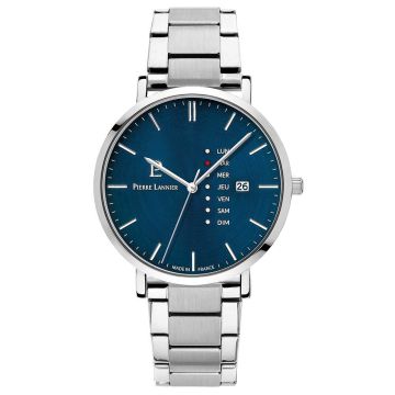 Montre Homme DATA Cadran Bleu Bracelet Acier Argenté