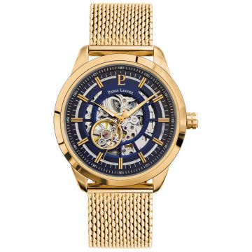 Montre Homme AUTOMATIC Cadran Bleu Bracelet Acier milanais Doré