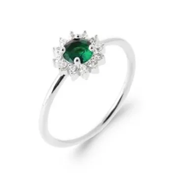 Bague Oxyde De Zirconium  Pierre synthétique Rhodie
