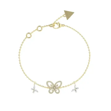 Bracelet Acier Doré, Logo 4G Et Zircon Cubique Bleu  Petra Femme Guess Bijoux