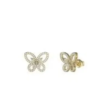 Boucles D'Oreilles Acier Doré, Logo 4G Et Zircon Cubique Bleu  Petra Femme Guess Bijoux