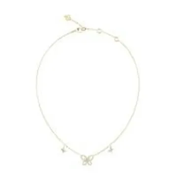 Collier Acier Doré, Logo 4G Et Zircon Cubique Bleu  Petra Femme Guess Bijoux
