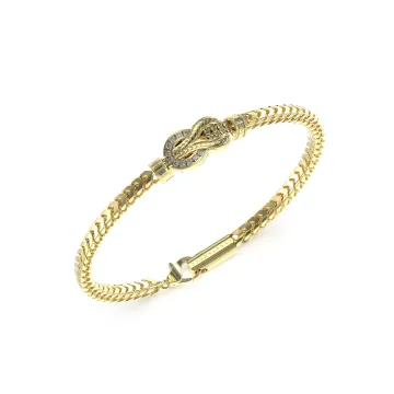 Bracelet Acier Rhodié, Nœud Marin Pavé Zircon Cubique Sailor Knot Homme Guess Bijoux