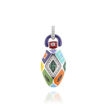 Pendentif Argent 925 Laque Et Oxydes