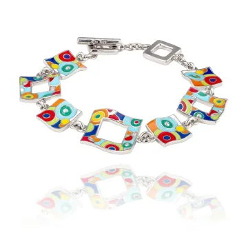 Bracelet Sq Argent 925 + Laque + Oxydes