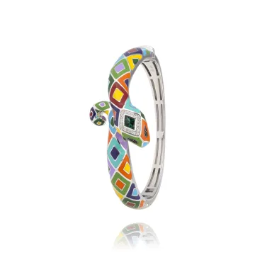 Bracelet Jonc Argent 925 Laque Et Oxydes