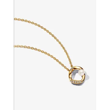 Collier Cercle Pavé de Forme Organique & Perle de Culture d'Eau Douce Traitée