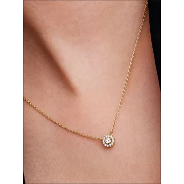 Collier à Pendentif Halo Pavé Rond