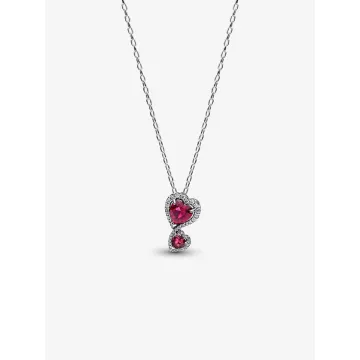 Collier à Pendentif Cœurs Halo Rouge