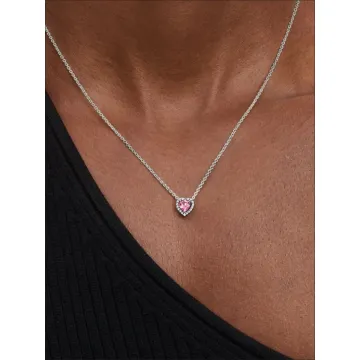 Collier Cœur Surélevé Rose