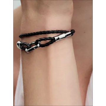 Bracelet Double Tour en Cuir Tressé Marron Pandora Moments