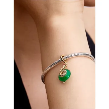 Charm Pendant en Verre de Murano Vert Serpent